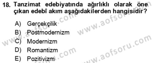 Batı Edebiyatında Akımlar 2 Dersi 2024 - 2025 Yılı Yaz Okulu Sınav Soruları 18. Soru