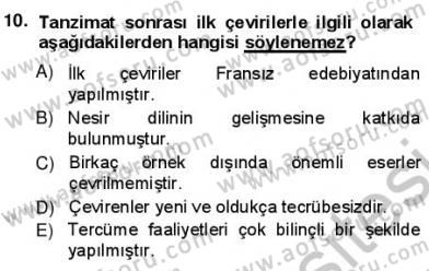 Yeni Türk Edebiyatına Giriş 1 Dersi Ara Sınavı Deneme Sınav Soruları 10. Soru
