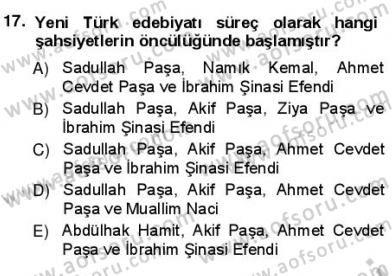 Yeni Türk Edebiyatına Giriş 1 Dersi Ara Sınavı Deneme Sınav Soruları 17. Soru