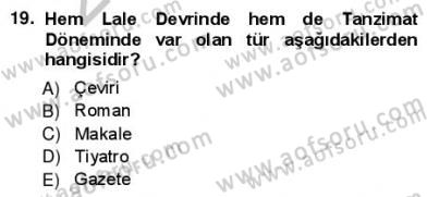 Yeni Türk Edebiyatına Giriş 1 Dersi Ara Sınavı Deneme Sınav Soruları 19. Soru