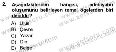 Yeni Türk Edebiyatına Giriş 1 Dersi Ara Sınavı Deneme Sınav Soruları 2. Soru