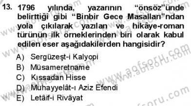 Yeni Türk Edebiyatına Giriş 1 Dersi 2012 - 2013 Yılı (Final) Dönem Sonu Sınav Soruları 13. Soru