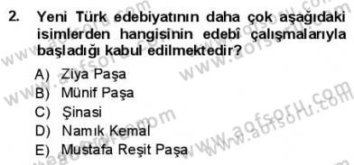 Yeni Türk Edebiyatına Giriş 1 Dersi 2012 - 2013 Yılı (Final) Dönem Sonu Sınav Soruları 2. Soru
