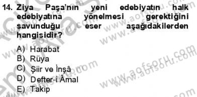 Yeni Türk Edebiyatına Giriş 1 Dersi Ara Sınavı Deneme Sınav Soruları 14. Soru