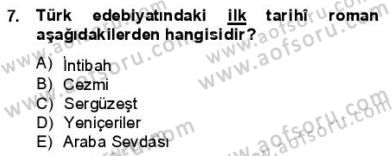 Yeni Türk Edebiyatına Giriş 1 Dersi Ara Sınavı Deneme Sınav Soruları 7. Soru