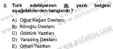 Yeni Türk Edebiyatına Giriş 1 Dersi 2013 - 2014 Yılı (Final) Dönem Sonu Sınav Soruları 2. Soru