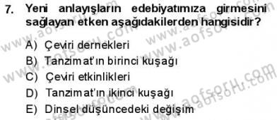 Yeni Türk Edebiyatına Giriş 1 Dersi 2013 - 2014 Yılı (Final) Dönem Sonu Sınav Soruları 7. Soru