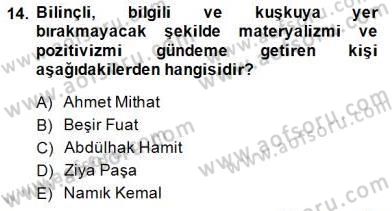 Yeni Türk Edebiyatına Giriş 1 Dersi 2014 - 2015 Yılı (Vize) Ara Sınav Soruları 14. Soru