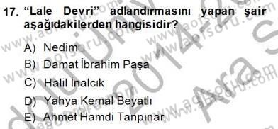 Yeni Türk Edebiyatına Giriş 1 Dersi Ara Sınavı Deneme Sınav Soruları 17. Soru