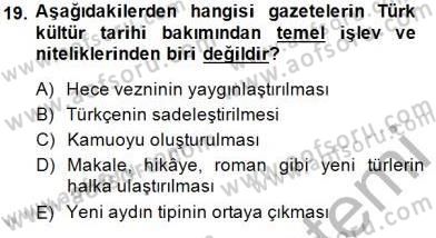 Yeni Türk Edebiyatına Giriş 1 Dersi Ara Sınavı Deneme Sınav Soruları 19. Soru