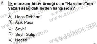 Yeni Türk Edebiyatına Giriş 1 Dersi Ara Sınavı Deneme Sınav Soruları 2. Soru