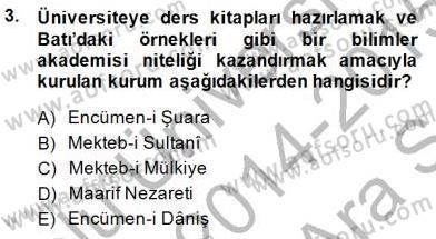 Yeni Türk Edebiyatına Giriş 1 Dersi Ara Sınavı Deneme Sınav Soruları 3. Soru