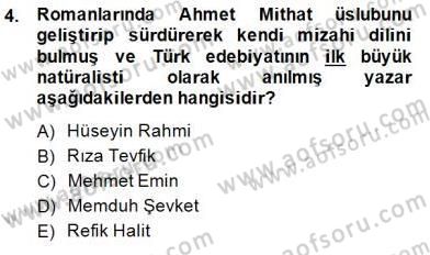Yeni Türk Edebiyatına Giriş 1 Dersi Ara Sınavı Deneme Sınav Soruları 4. Soru
