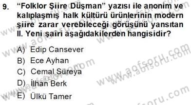 Yeni Türk Edebiyatına Giriş 1 Dersi 2014 - 2015 Yılı (Vize) Ara Sınav Soruları 9. Soru