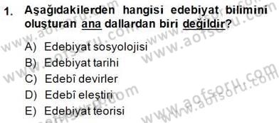 Yeni Türk Edebiyatına Giriş 1 Dersi 2014 - 2015 Yılı (Final) Dönem Sonu Sınav Soruları 1. Soru