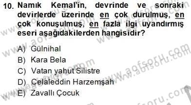 Yeni Türk Edebiyatına Giriş 1 Dersi 2014 - 2015 Yılı (Final) Dönem Sonu Sınav Soruları 10. Soru
