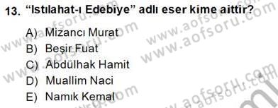 Yeni Türk Edebiyatına Giriş 1 Dersi 2014 - 2015 Yılı (Final) Dönem Sonu Sınav Soruları 13. Soru