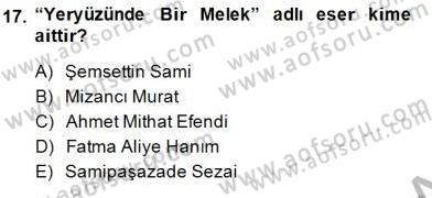 Yeni Türk Edebiyatına Giriş 1 Dersi 2014 - 2015 Yılı (Final) Dönem Sonu Sınav Soruları 17. Soru