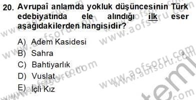 Yeni Türk Edebiyatına Giriş 1 Dersi 2014 - 2015 Yılı (Final) Dönem Sonu Sınav Soruları 20. Soru