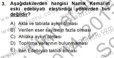 Yeni Türk Edebiyatına Giriş 1 Dersi 2014 - 2015 Yılı (Final) Dönem Sonu Sınav Soruları 3. Soru