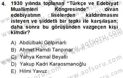 Yeni Türk Edebiyatına Giriş 1 Dersi 2014 - 2015 Yılı (Final) Dönem Sonu Sınav Soruları 4. Soru