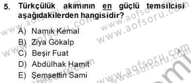 Yeni Türk Edebiyatına Giriş 1 Dersi 2014 - 2015 Yılı (Final) Dönem Sonu Sınav Soruları 5. Soru