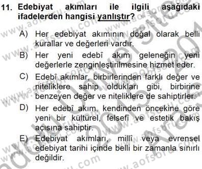 Yeni Türk Edebiyatına Giriş 1 Dersi 2015 - 2016 Yılı (Vize) Ara Sınav Soruları 11. Soru