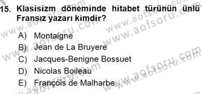 Yeni Türk Edebiyatına Giriş 1 Dersi Ara Sınavı Deneme Sınav Soruları 15. Soru