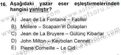 Yeni Türk Edebiyatına Giriş 1 Dersi 2015 - 2016 Yılı (Vize) Ara Sınav Soruları 16. Soru