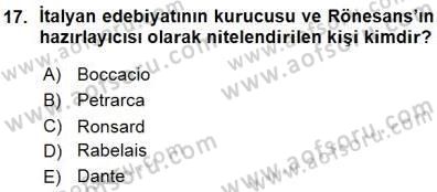 Yeni Türk Edebiyatına Giriş 1 Dersi Ara Sınavı Deneme Sınav Soruları 17. Soru