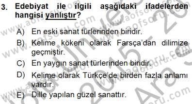 Yeni Türk Edebiyatına Giriş 1 Dersi Ara Sınavı Deneme Sınav Soruları 3. Soru