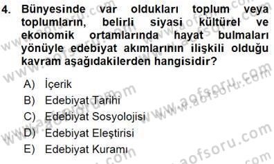 Yeni Türk Edebiyatına Giriş 1 Dersi Ara Sınavı Deneme Sınav Soruları 4. Soru