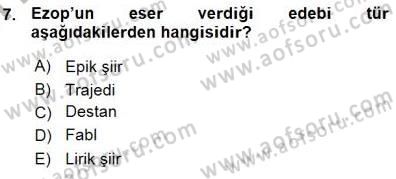 Yeni Türk Edebiyatına Giriş 1 Dersi 2015 - 2016 Yılı (Vize) Ara Sınav Soruları 7. Soru