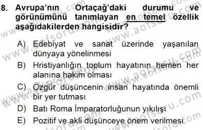 Yeni Türk Edebiyatına Giriş 1 Dersi Ara Sınavı Deneme Sınav Soruları 8. Soru