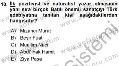 Yeni Türk Edebiyatına Giriş 1 Dersi 2015 - 2016 Yılı (Final) Dönem Sonu Sınav Soruları 10. Soru
