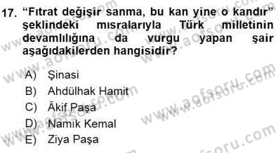 Yeni Türk Edebiyatına Giriş 1 Dersi 2015 - 2016 Yılı (Final) Dönem Sonu Sınav Soruları 17. Soru