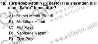 Yeni Türk Edebiyatına Giriş 1 Dersi 2015 - 2016 Yılı (Final) Dönem Sonu Sınav Soruları 19. Soru