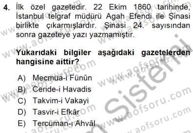 Yeni Türk Edebiyatına Giriş 1 Dersi 2015 - 2016 Yılı (Final) Dönem Sonu Sınav Soruları 4. Soru