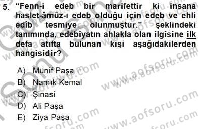 Yeni Türk Edebiyatına Giriş 1 Dersi 2015 - 2016 Yılı (Final) Dönem Sonu Sınav Soruları 5. Soru