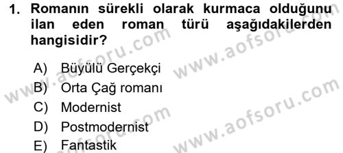 Yeni Türk Edebiyatına Giriş 1 Dersi 2017 - 2018 Yılı (Final) Dönem Sonu Sınav Soruları 1. Soru