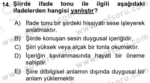 Yeni Türk Edebiyatına Giriş 1 Dersi 2017 - 2018 Yılı (Final) Dönem Sonu Sınav Soruları 14. Soru