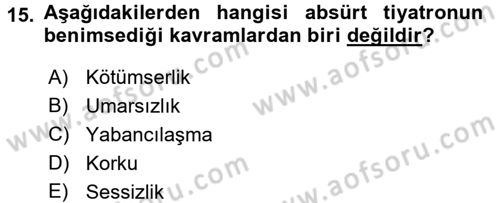 Yeni Türk Edebiyatına Giriş 1 Dersi 2017 - 2018 Yılı (Final) Dönem Sonu Sınav Soruları 15. Soru