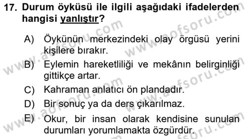 Yeni Türk Edebiyatına Giriş 1 Dersi Ara Sınavı Deneme Sınav Soruları 17. Soru