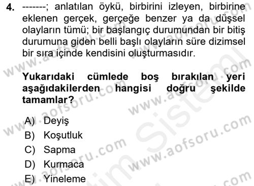 Yeni Türk Edebiyatına Giriş 1 Dersi Ara Sınavı Deneme Sınav Soruları 4. Soru