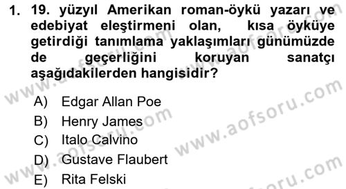 Yeni Türk Edebiyatına Giriş 1 Dersi 2018 - 2019 Yılı (Final) Dönem Sonu Sınav Soruları 1. Soru