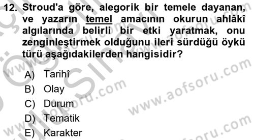 Yeni Türk Edebiyatına Giriş 1 Dersi 2018 - 2019 Yılı Yaz Okulu Sınav Soruları 12. Soru