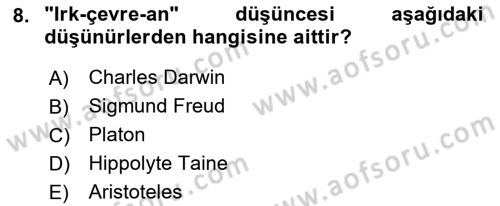 Yeni Türk Edebiyatına Giriş 1 Dersi 2018 - 2019 Yılı Yaz Okulu Sınav Soruları 8. Soru