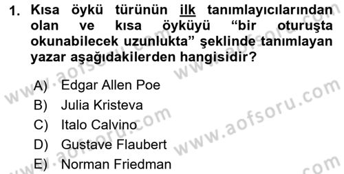 Yeni Türk Edebiyatına Giriş 1 Dersi 2019 - 2020 Yılı (Vize) Ara Sınav Soruları 1. Soru