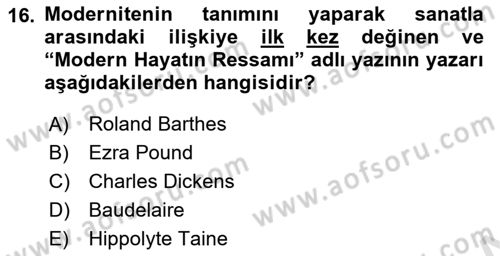 Yeni Türk Edebiyatına Giriş 1 Dersi 2019 - 2020 Yılı (Vize) Ara Sınav Soruları 16. Soru