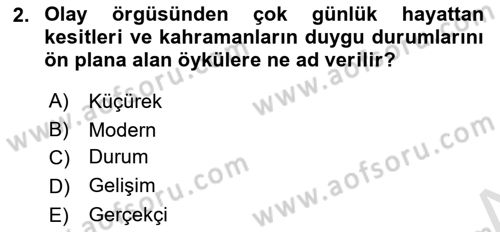 Yeni Türk Edebiyatına Giriş 1 Dersi 2019 - 2020 Yılı (Vize) Ara Sınav Soruları 2. Soru